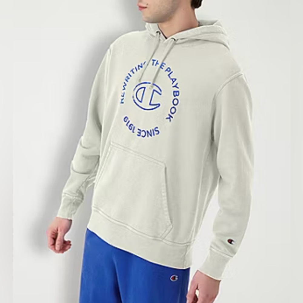 Champion Men's Mineral Dye Graphic Hoodie Sweatshirt Autumn Beige Medium NEW